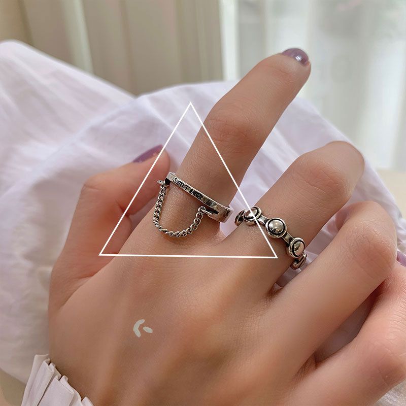 6-piece ring set Geometry Love heart graphic Open Ring Can be worn on any finger Fashionable and versatile Women's Rings