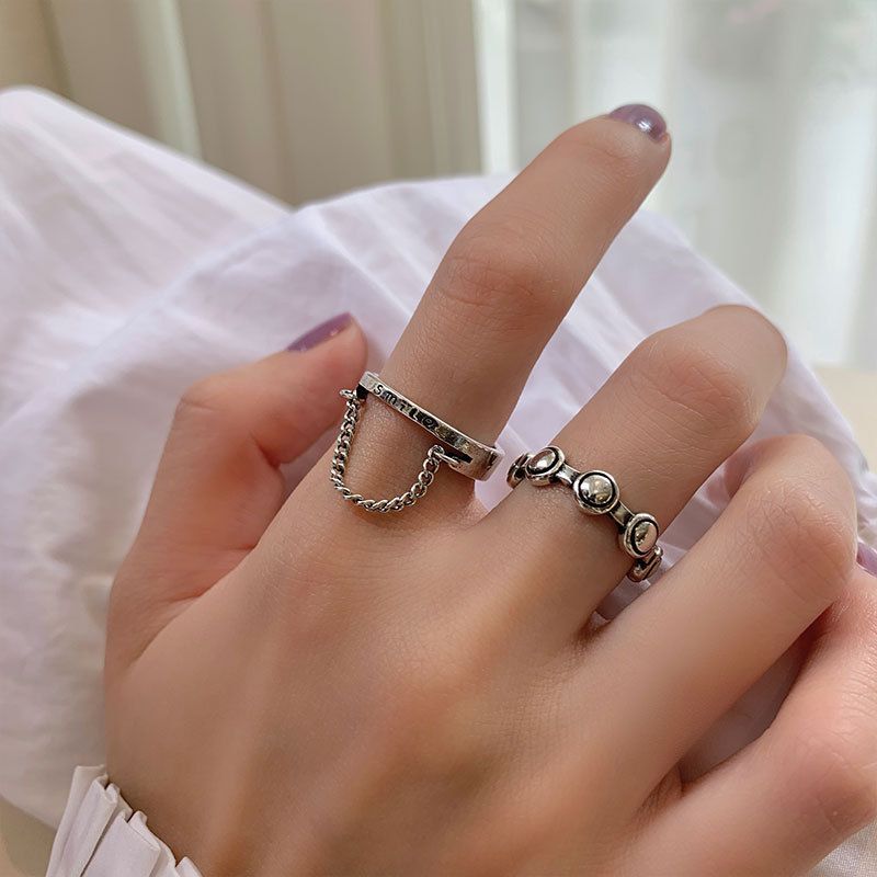 6-piece ring set Geometry Love heart graphic Open Ring Can be worn on any finger Fashionable and versatile Women's Rings