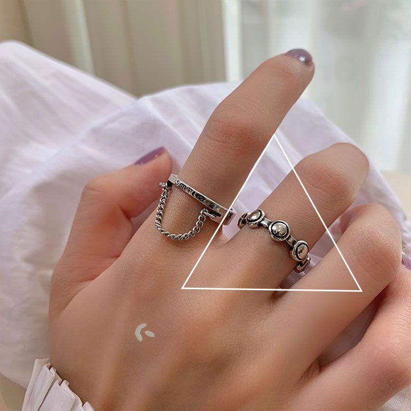 6-piece ring set Geometry Love heart graphic Open Ring Can be worn on any finger Fashionable and versatile Women's Rings