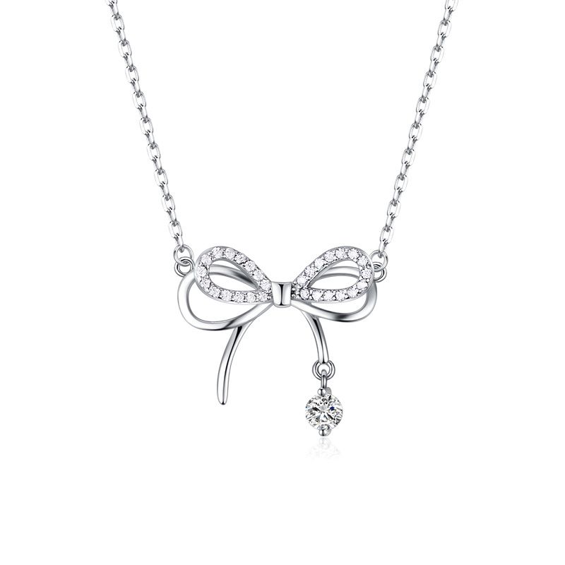 bow-knot necklace Bow with pendant temperament noble pretty  Match any occasion and clothes Women's Necklaces