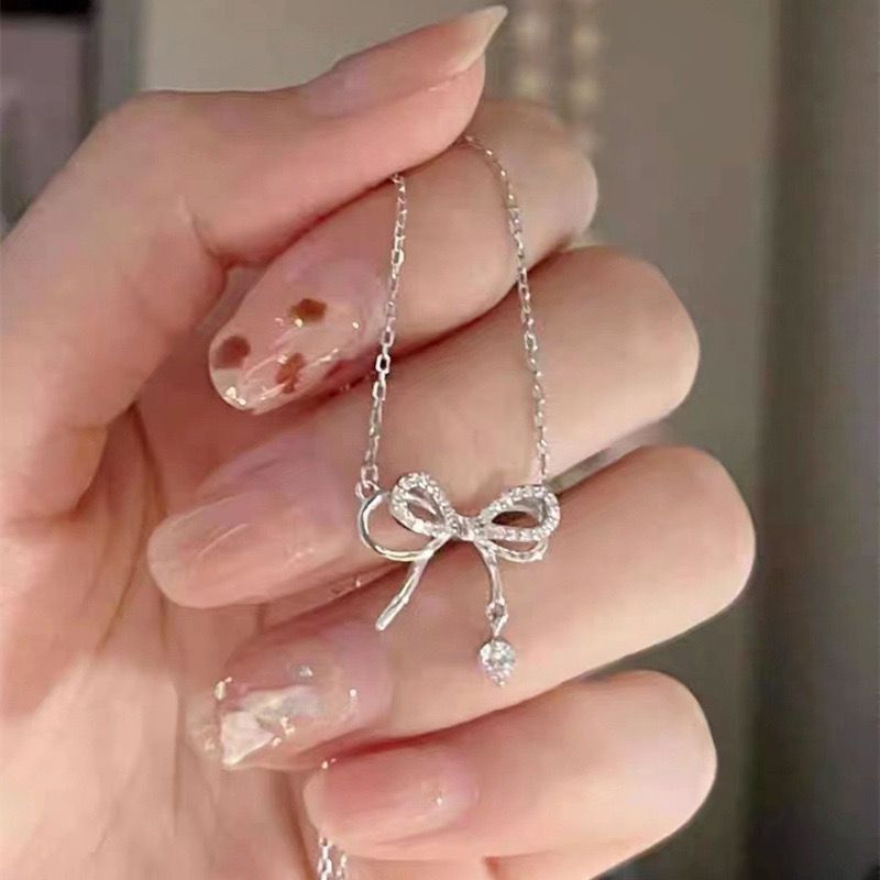 bow-knot necklace Bow with pendant temperament noble pretty  Match any occasion and clothes Women's Necklaces