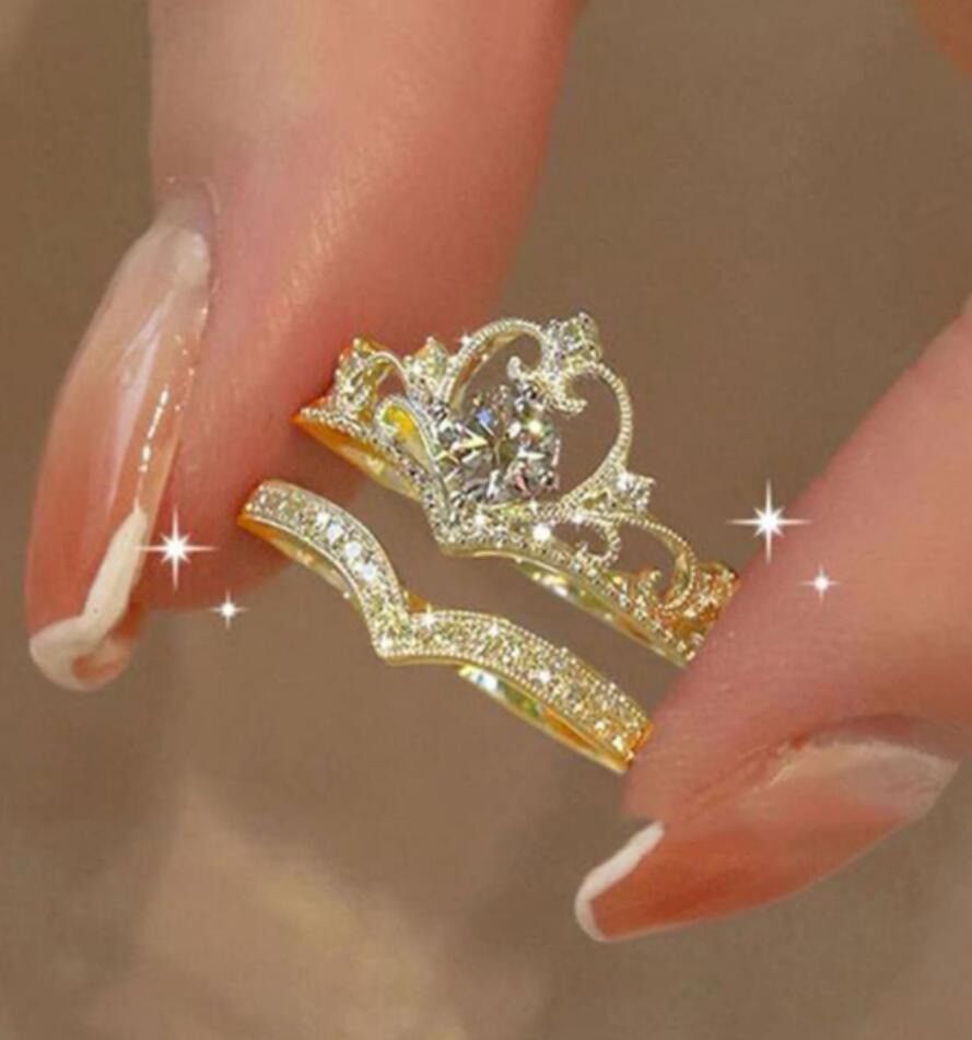 2-piece ring set Open Ring Crown Ring I am the Queen's Ring Unique personality Women's Rings  Can be worn on any finger