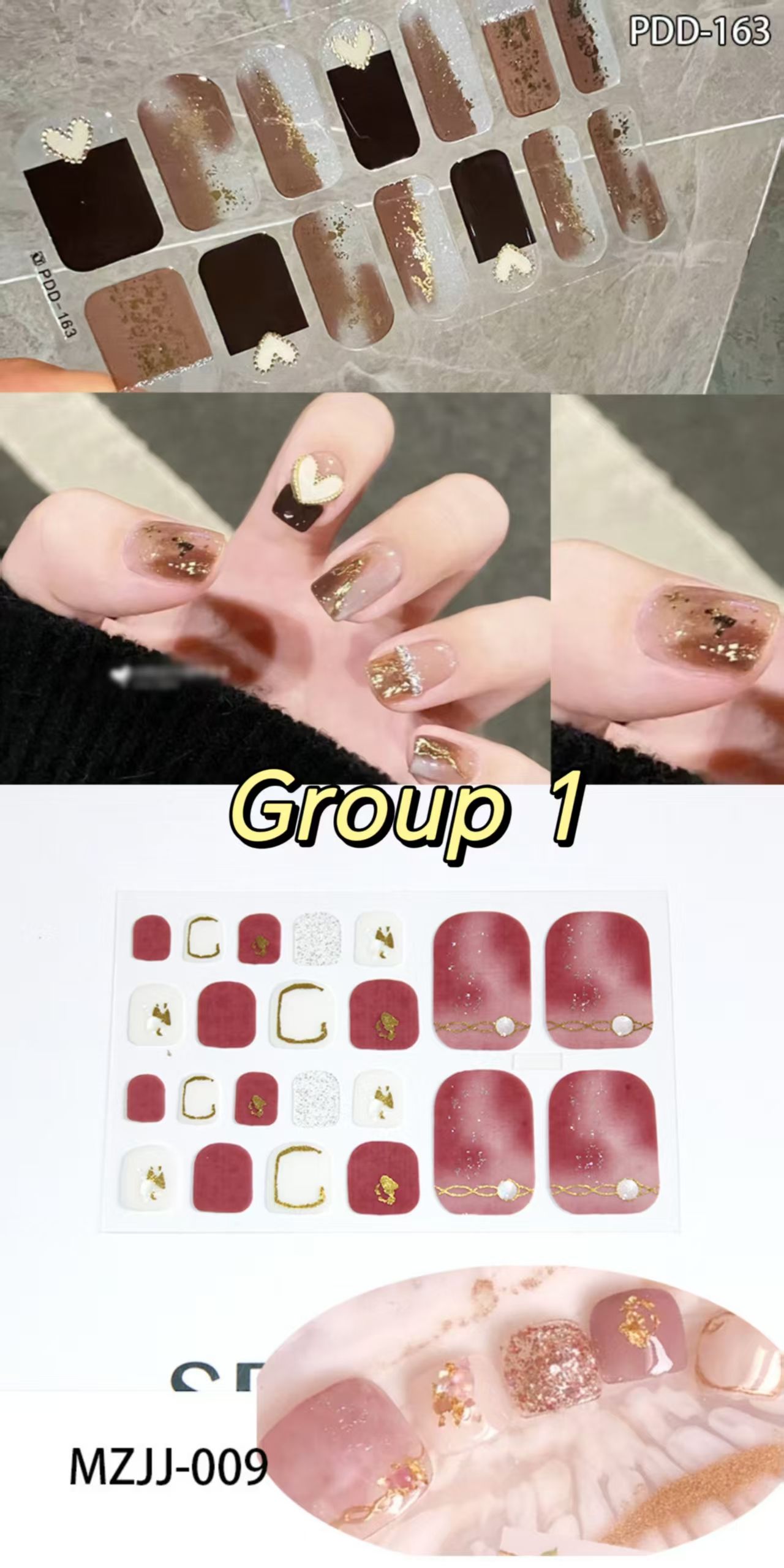 2-piece set Combination pack nail stickers Nail and toe stickers No need for baking lamp No damage to nails Easy to use