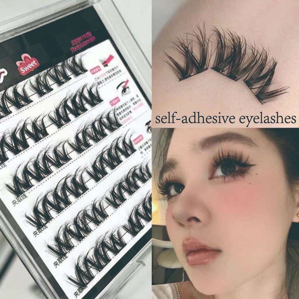 Natural-Looking False Eyelashes  self-adhesive eyelashes 5D Volume False Eyelashes Easy-to-Use Lashes for Beginners(Free Lash Tweezer Included)