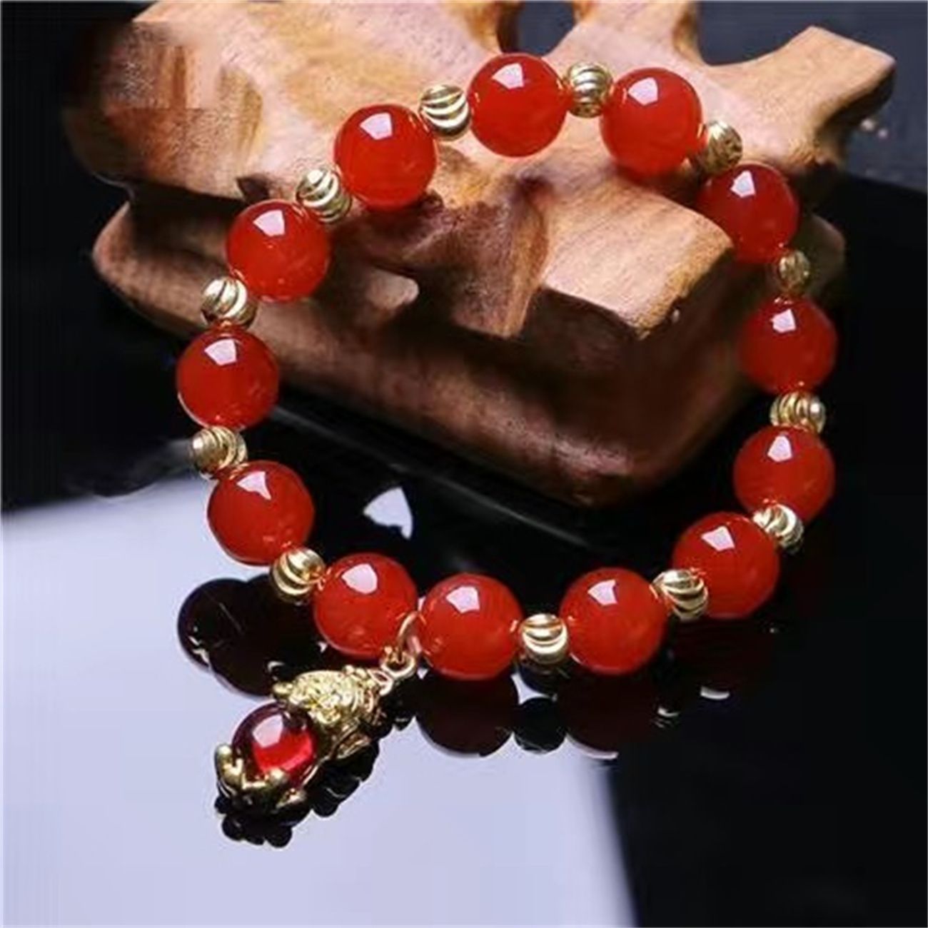 Glass Beaded Bracelet Wealth - Attracting Pixiu Bracelet Red Beauty Beaded Bracelet Amethyst Beaded Bracelet for Good Luck