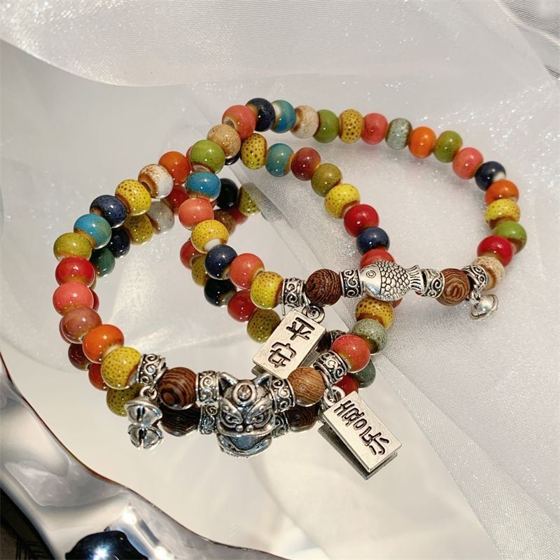 Couple Bracelet Best Friend Bracelets Rainbow Bracelet Bracelet for Joy & Peace Pendant Bracelet Yellow Three-Layer Bracelet
