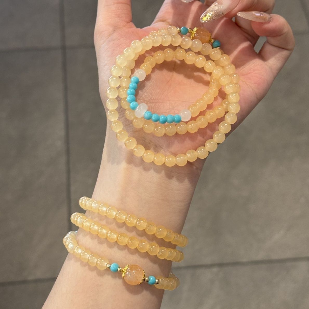 Couple Bracelet Best Friend Bracelets Rainbow Bracelet Bracelet for Joy & Peace Pendant Bracelet Yellow Three-Layer Bracelet