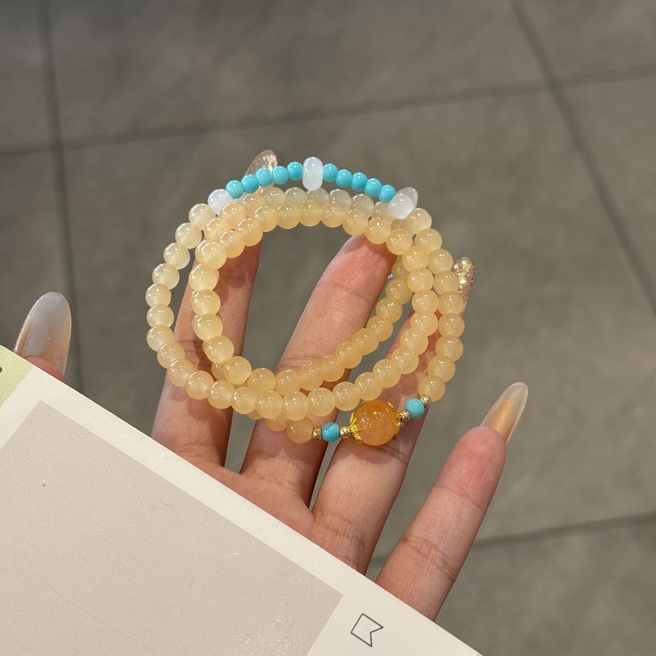 Couple Bracelet Best Friend Bracelets Rainbow Bracelet Bracelet for Joy & Peace Pendant Bracelet Yellow Three-Layer Bracelet