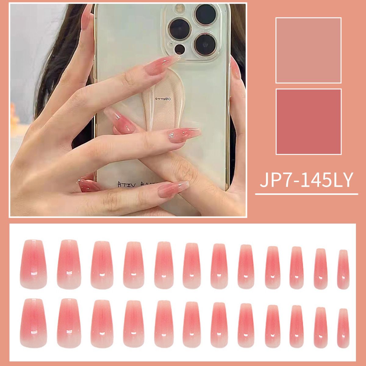 False Nails 24-piece Press-on Nails Reusable & Removable   Sheer Pink Manicure Butterfly Flower Press - on Nails Diamond and Pearl Manicure Blue Camellia Manicure