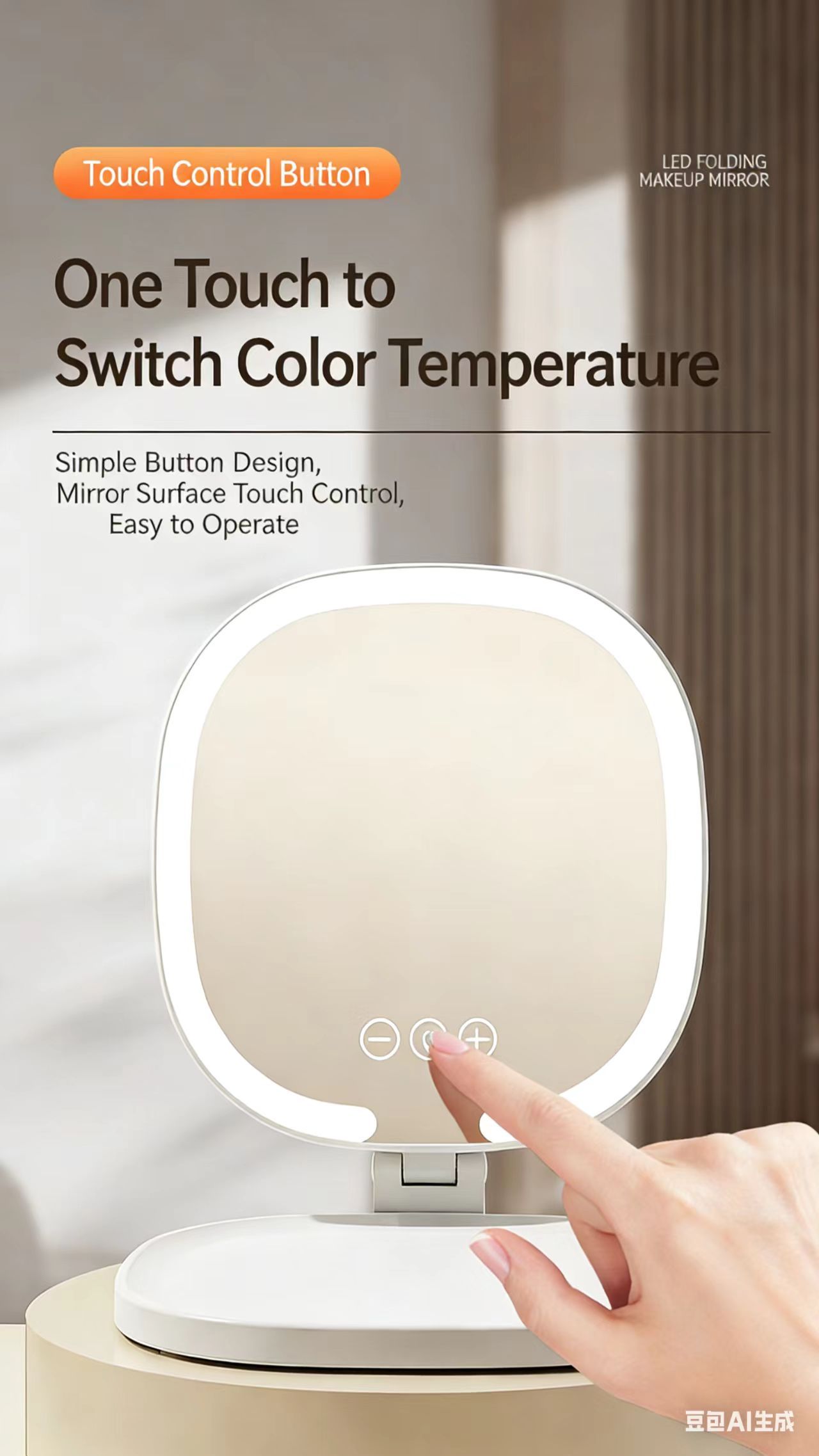 2026 New Model LED Tabletop Makeup Mirror Lighted Portable Vanity Mirror LED Makeup Mirror with Light HD Makeup Mirror