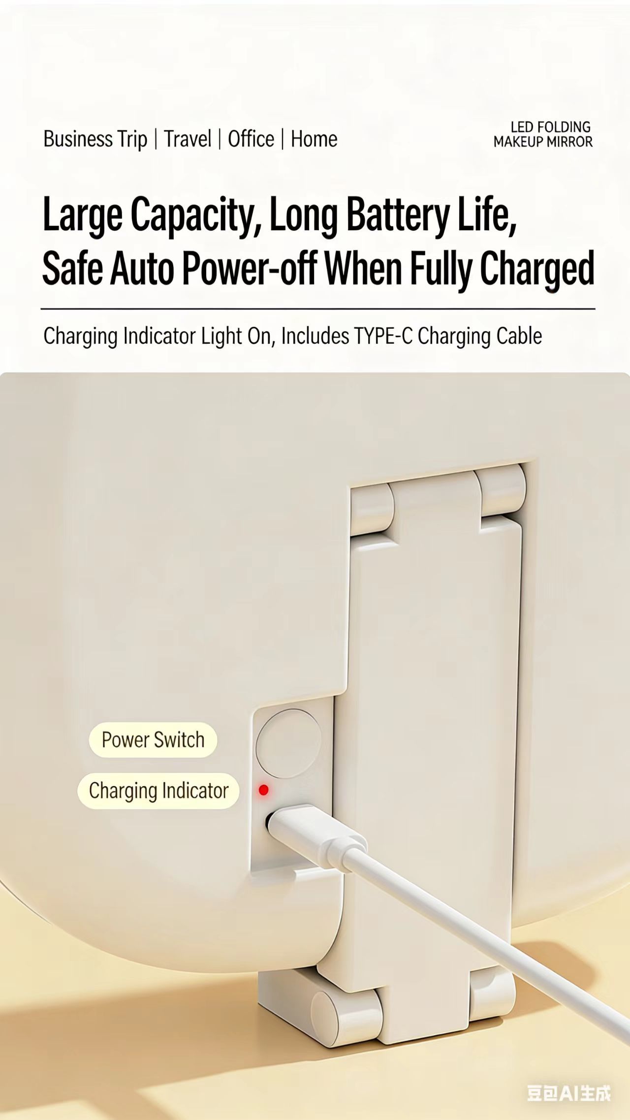 2026 New Model LED Tabletop Makeup Mirror Lighted Portable Vanity Mirror LED Makeup Mirror with Light HD Makeup Mirror