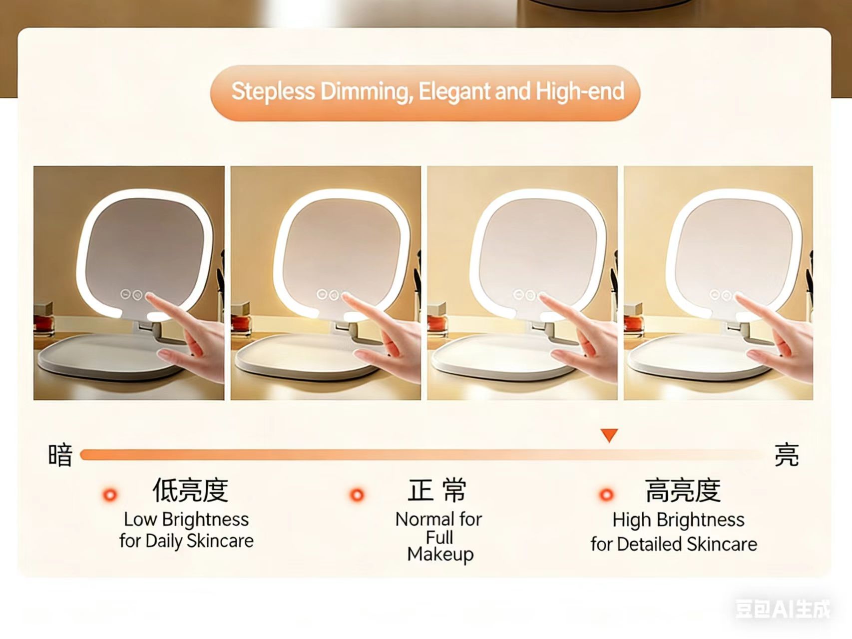 2026 New Model LED Tabletop Makeup Mirror Lighted Portable Vanity Mirror LED Makeup Mirror with Light HD Makeup Mirror