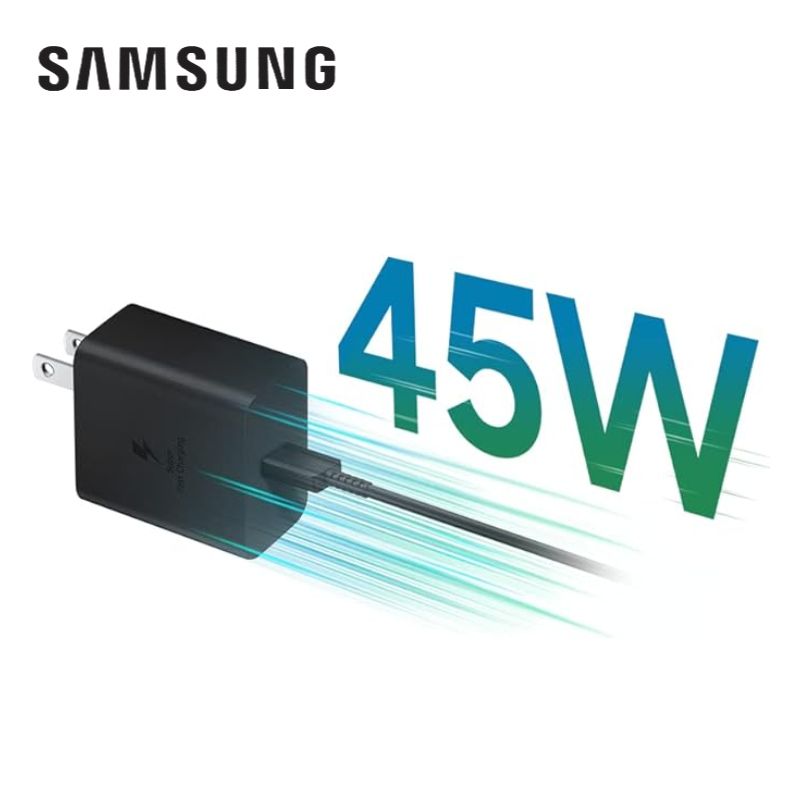 SAMSUNG 45W Wall Charger Power Adapter with Cable Included, Super Fast Charging for Galaxy Phones, Tablets and USB Type C Devices, Low Standby Power Consumption