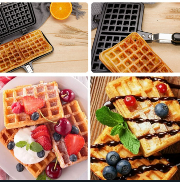 Non Stick Waffle pan，Waffle Maker,Food Mold Pot, with Insulated Handle，Non-Stick Plates, Easy Clean, Suitable for Making Waffles of Various Flavors