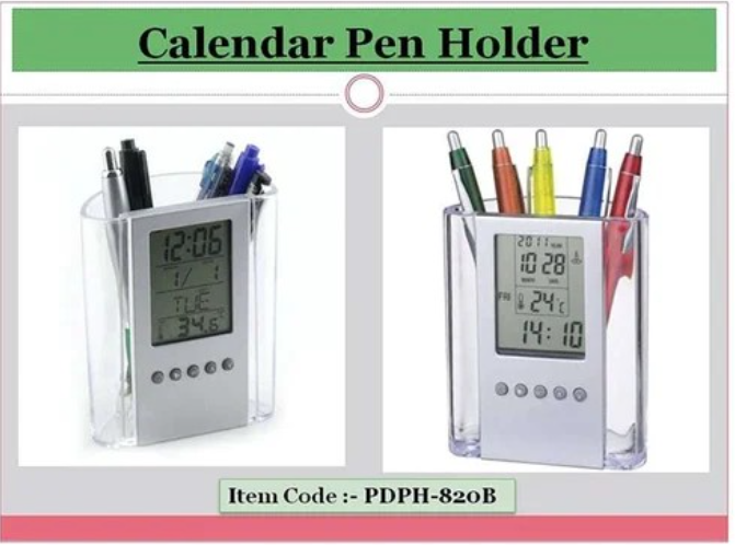 Pen Pencil Holder/organizer, Digital LCD Desk Pen Holder, Calendar, Timer, clock, thermometer Desktop Electronic Office stationary organizer, office giftset, bedroom table organizer, can be branded fo