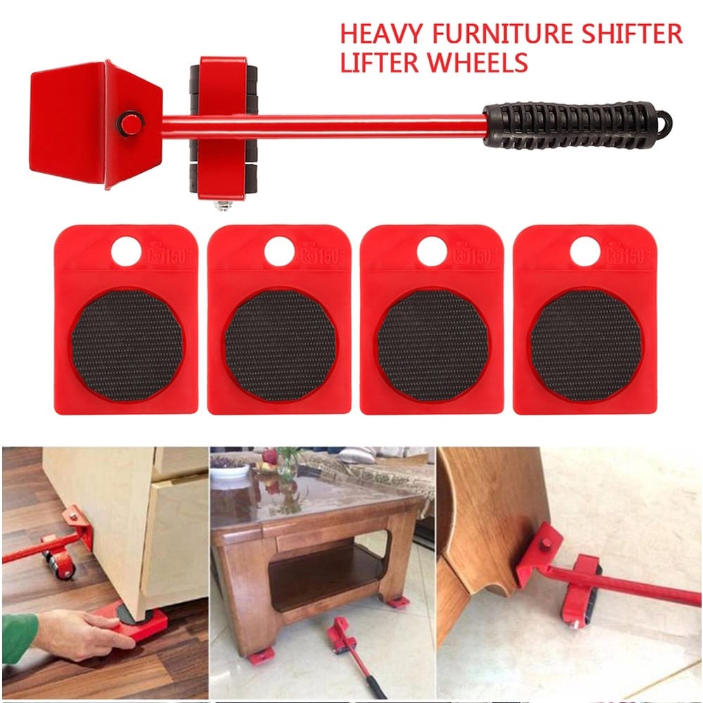 Furniture Mover Lifter Kit, 5pcs/Set Heavy Duty Furniture Lifter with 360 Degree Rotatable Pads | Heavy Furniture Mover Roller Transport Shifter, Easy Moving Kit for Sofa, Couches, Refrigerators