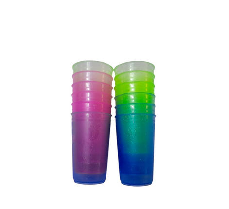Set of 12pcs mixed colors tango glass glittery Hard plastic kitchen water/juice glasses home and living kitchen dinning room kitchen sitting glass good quality