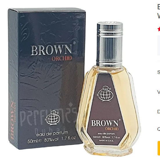 Brown Orchid Perfumed Deodorant Body Spray 200ml Unisex fragrance by Fragrance World Long lasting fragrance