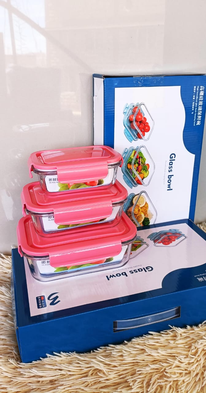 3pcs air tight Glass storage containers