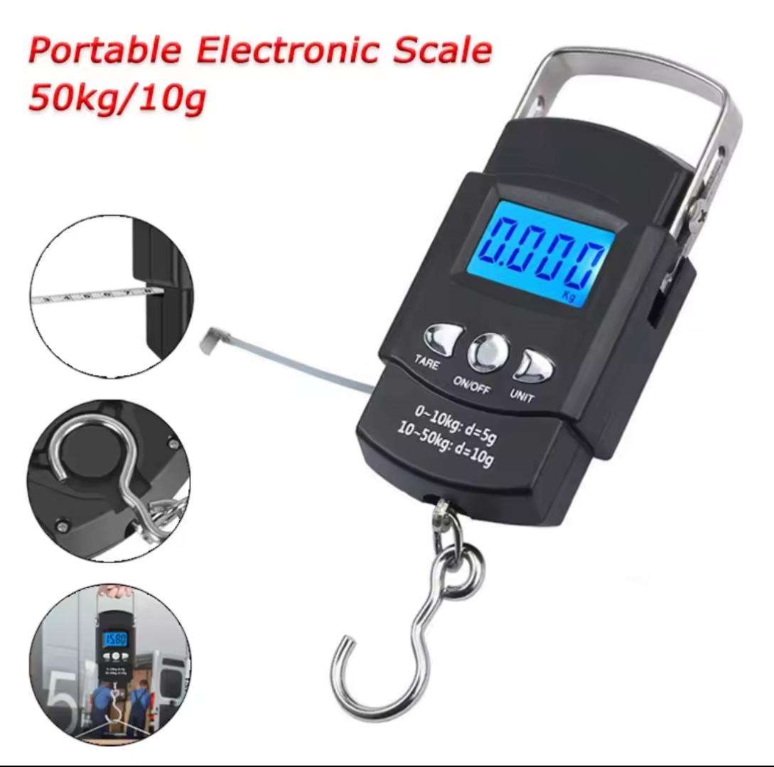 Digital 50Kgs Portable Rechargeable Hanging Weighing Scale with LCD Display for Luggage, Travel, Kitchen, Shops and Outdoor Use – Compact, Accurate, Durable and Easy to Carry