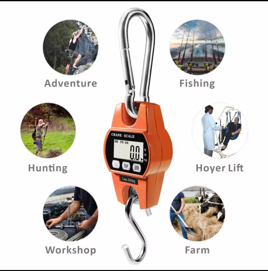 Digital 300Kgs Heavy Duty Industrial Commercial Portable Hanging Scale with Strong Hook and Battery Included for Accurate Durable Reliable Weighing Solutions