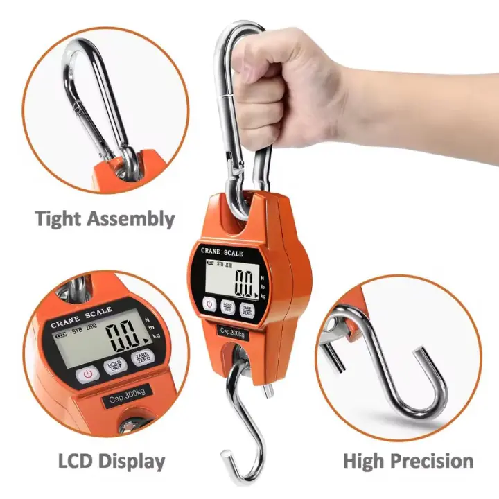 Digital 300Kgs Heavy Duty Industrial Commercial Portable Hanging Scale with Strong Hook and Battery Included for Accurate Durable Reliable Weighing Solutions