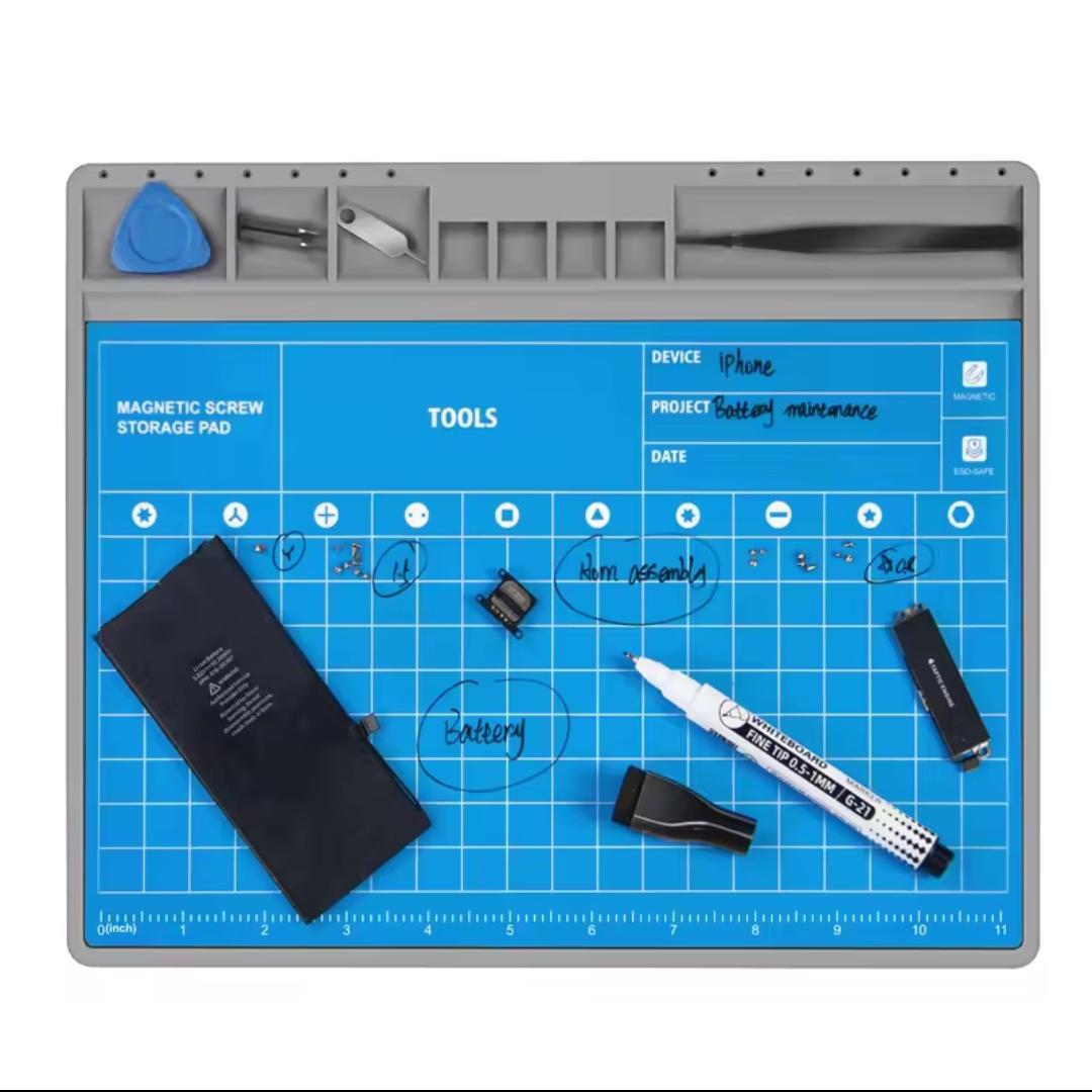 Magnetic positioning storage pad ohone repair mat