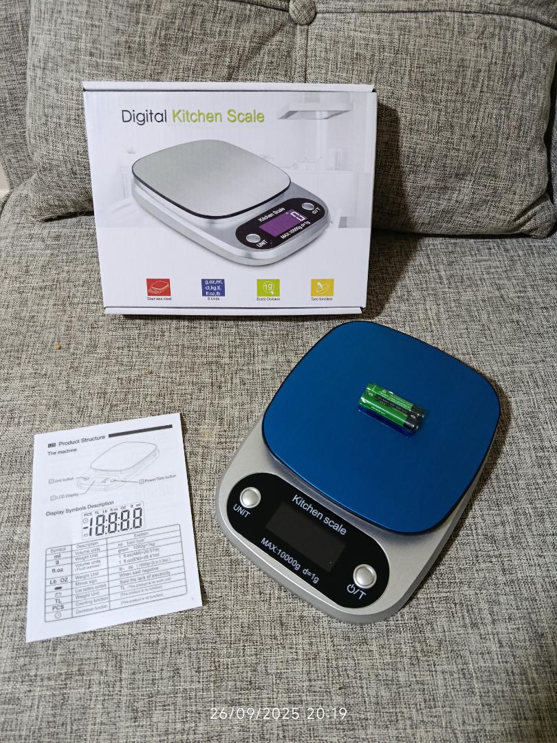 Digital kitchen scale 10kgs lcd weighing machine Stainless Steel Digital Kitchen Weighing Scale 10kg Capacity with LCD Display, Battery Powered Food Scale with Multiple Units for Baking, Cooking