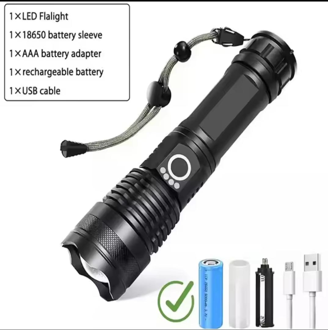 New p50 Tactical flashlight 2000 Lumens aluminium alloy brightest torch 18650 battery security torch compact police torch 5 modes lighting  self defence flashlight
