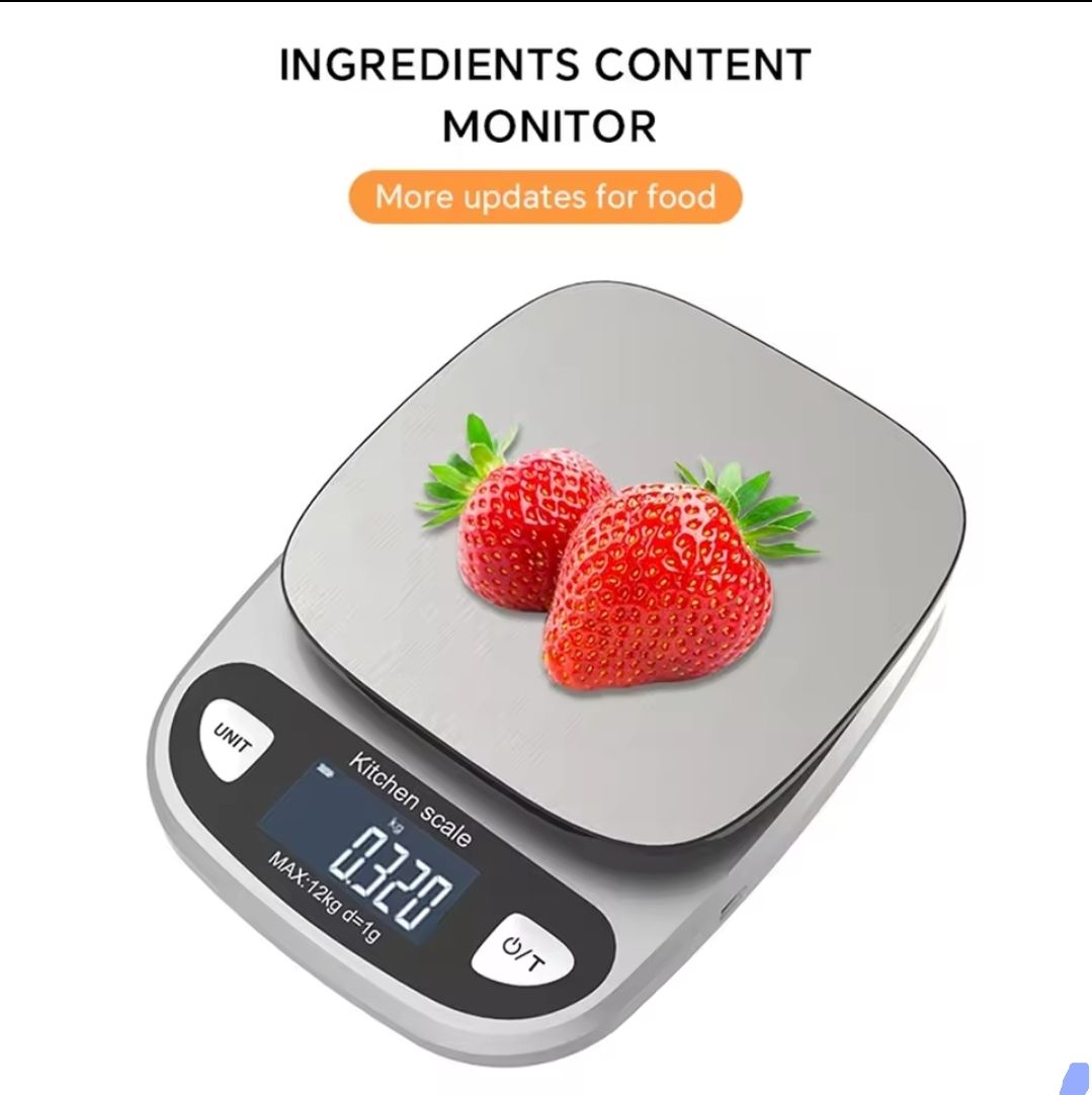 Digital kitchen scale 10kgs lcd weighing machine Stainless Steel Digital Kitchen Weighing Scale 10kg Capacity with LCD Display, Battery Powered Food Scale with Multiple Units for Baking, Cooking