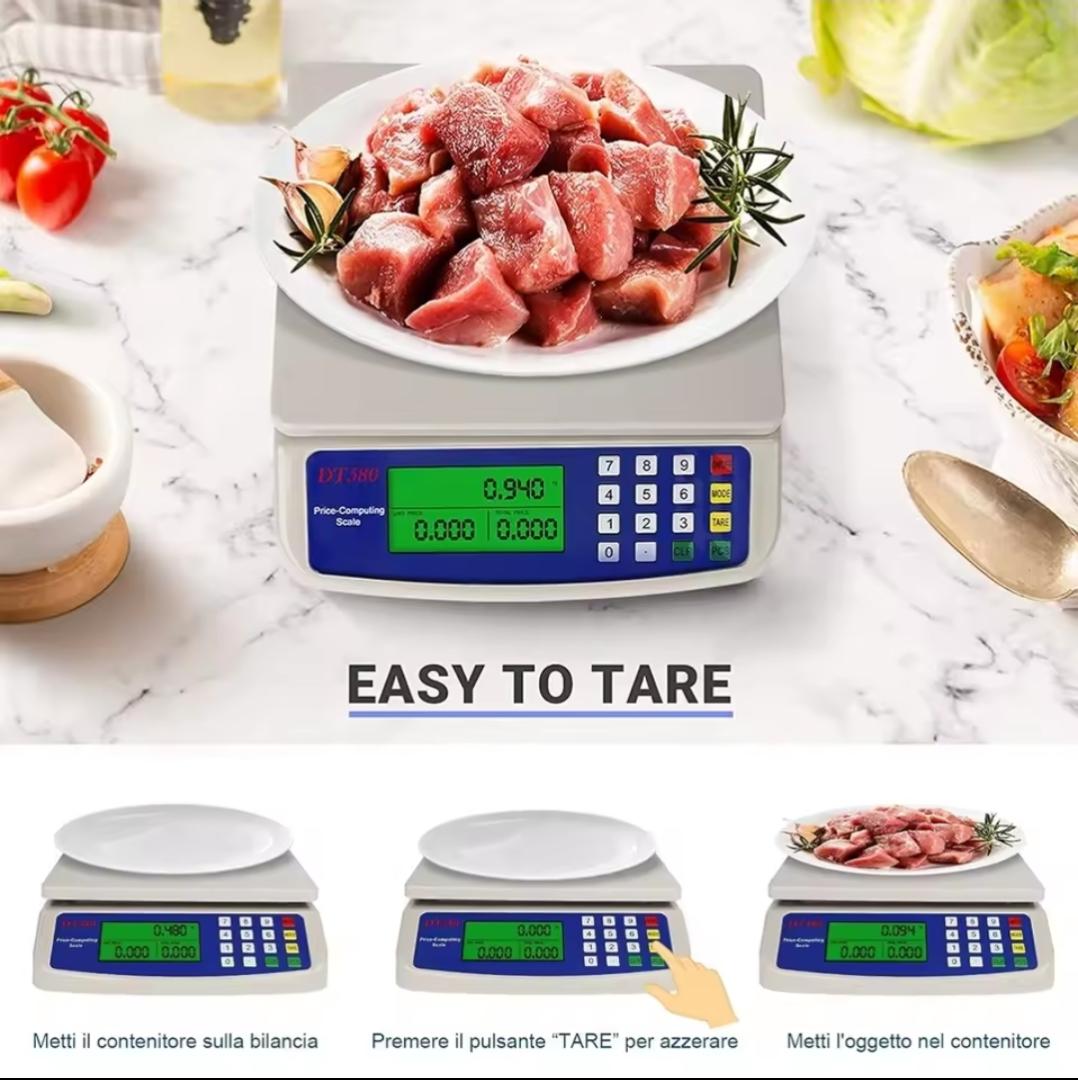 DT580 Butchery scale 0g- 30kgs shopkeeper measuring scale DT580 Digital Weighing Scale with 5V Charger High Precision LCD Display Portable Electronic Scale for Home Kitchen Rechargeable Ba