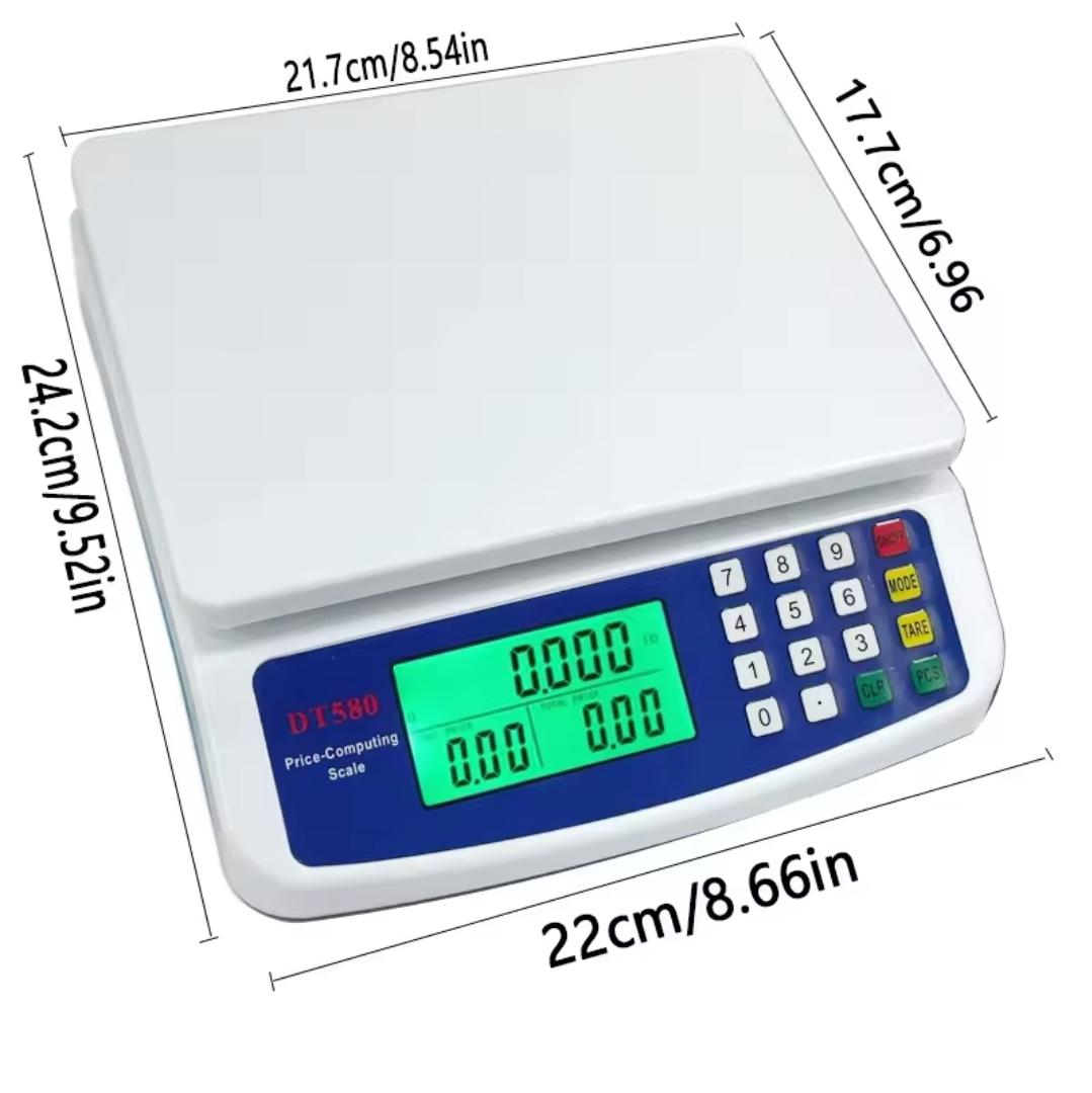 DT580 Butchery scale 0g- 30kgs shopkeeper measuring scale DT580 Digital Weighing Scale with 5V Charger High Precision LCD Display Portable Electronic Scale for Home Kitchen Rechargeable Ba
