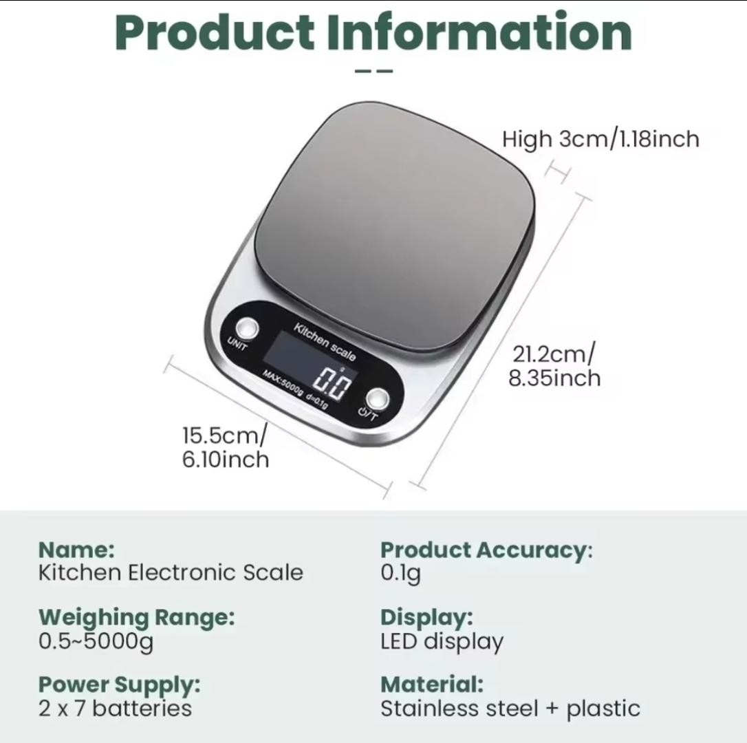 Digital kitchen scale 10kgs lcd weighing machine Stainless Steel Digital Kitchen Weighing Scale 10kg Capacity with LCD Display, Battery Powered Food Scale with Multiple Units for Baking, Cooking
