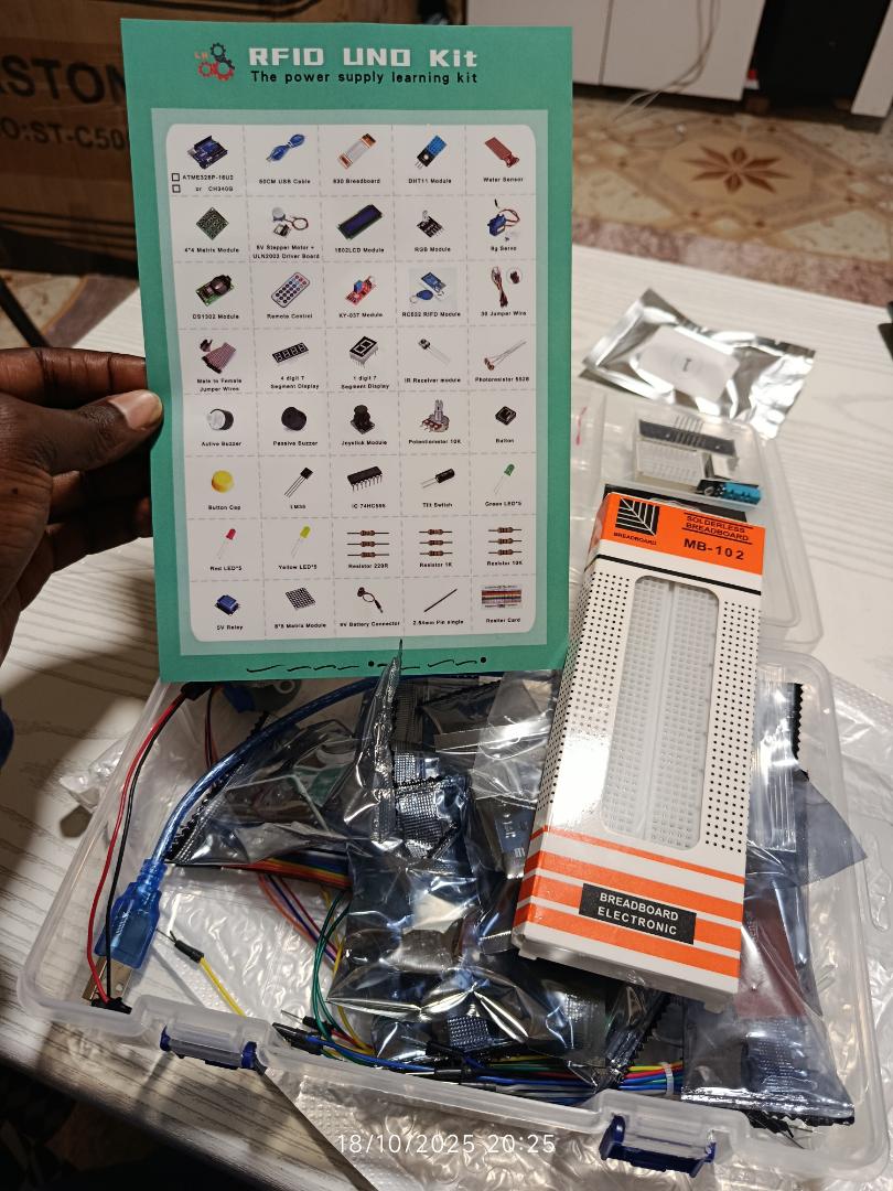 Arduino Uno R3 Complete Starter Kit for Beginners with Sensors, Jumper Wires, Breadboard, LED Modules, Resistors, USB Cable, and Tutorial Guide for DIY Electronics Projects and Robotics Learning