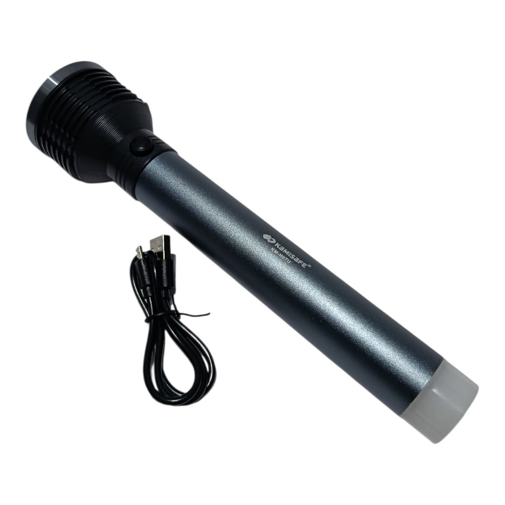 Kamisafe H07 Rechargeable Aluminium LED Torch with Built-In Battery, High-Lumens Output, Durable Aircraft-Grade Aluminium Body, USB Recharge Port, Long Runtime for Outdoor, Emergency, Security, and Da