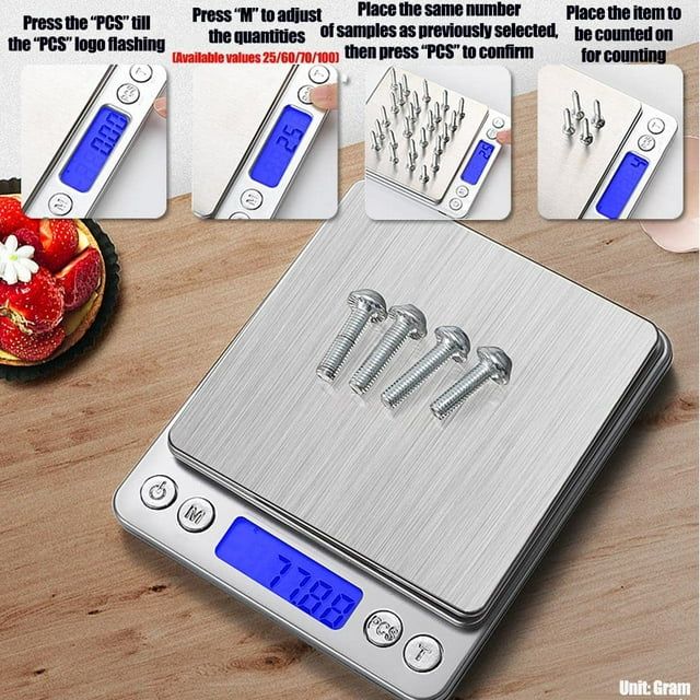 Precision Digital Scale, Laptop Scale, With Lcd Display And 6 Units, Stainless Steel Pan, Tare Function, Kitchen scale, Jewelry, Coffee - 3 Kg X 0.01grams