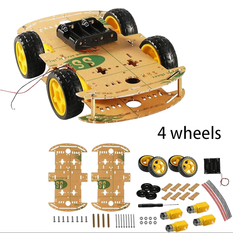 4WD Robot Car Chassis Kit Smart Arduino Robotics Platform with 4 DC Motors Wheels DIY RC Vehicle Base for Obstacle Avoidance Line Follower Bluetooth Controlled Projects