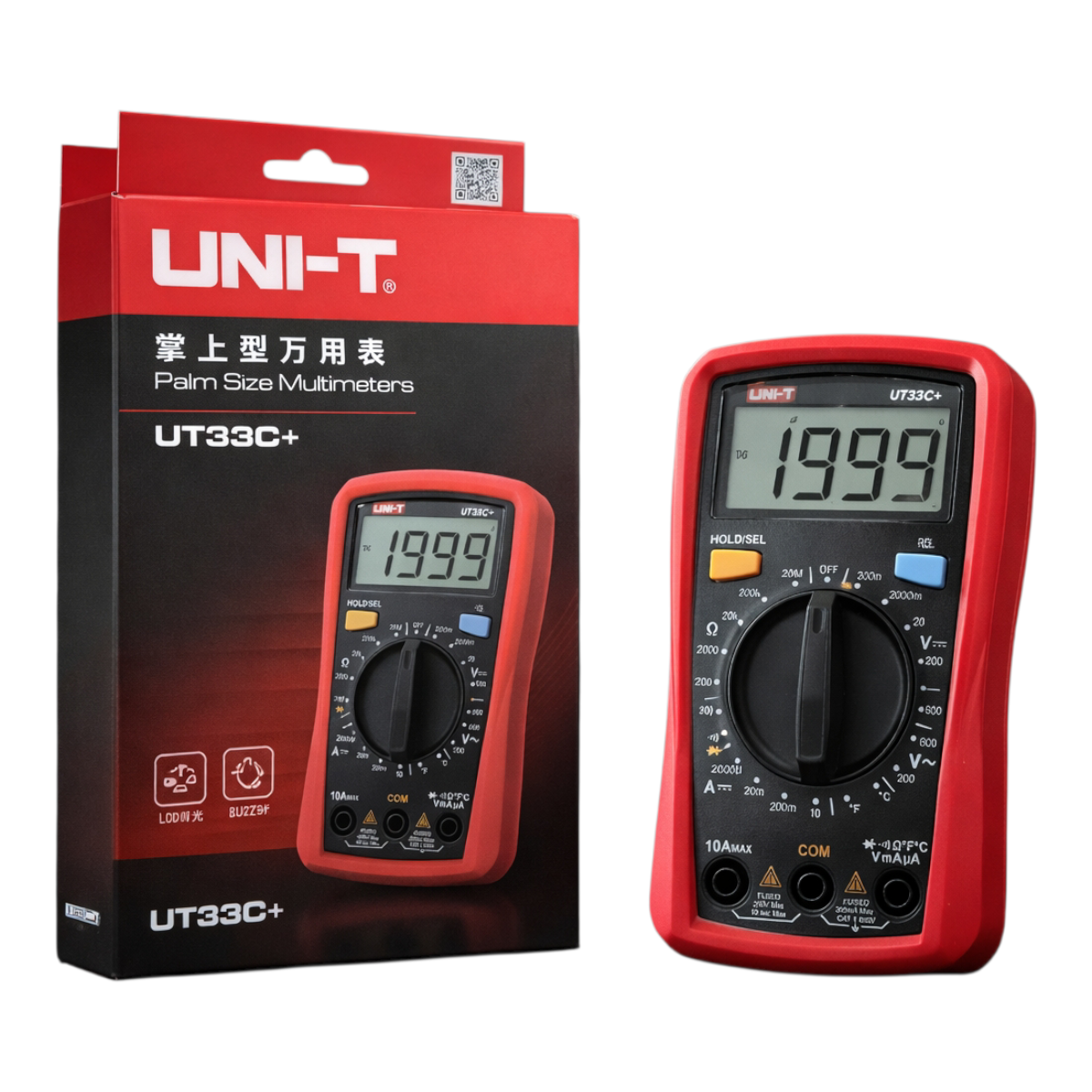 UNI-T UT33C+ Digital Multimeter AC DC Voltage Current Resistance Meter with Temperature Measurement LCD Display Continuity Test Portable Electrical Tester