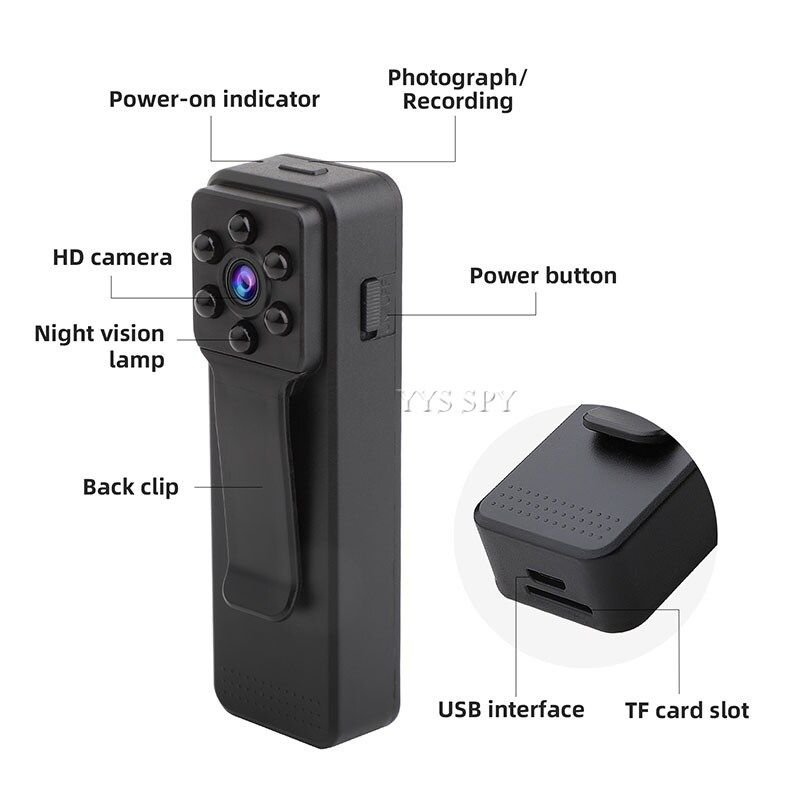 1080P HD Mini Rechargeable Body Hidden Camera Pocket Pen Camcorder Video DVR IR Night, with night vision.