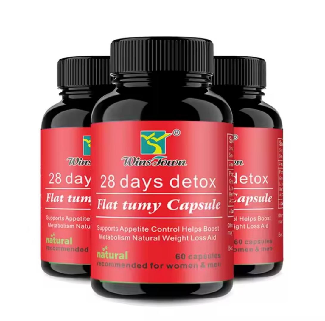 28 DAY Detox Flat Tummy Capsule Herbal Capsule for Body  Detoxing, Burning Belly Capsules wit organic Green Tea Detox and Weight Loss Women Multivitamins Chewa