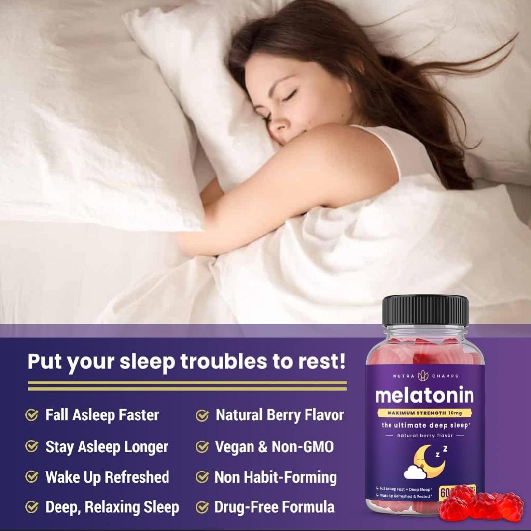 Daynee Sleep Melatonin Gummies for Bedtime Sleep Melatonin Gummies Calms the mind & body, Eases you to sleep -100% natural 60 supplements