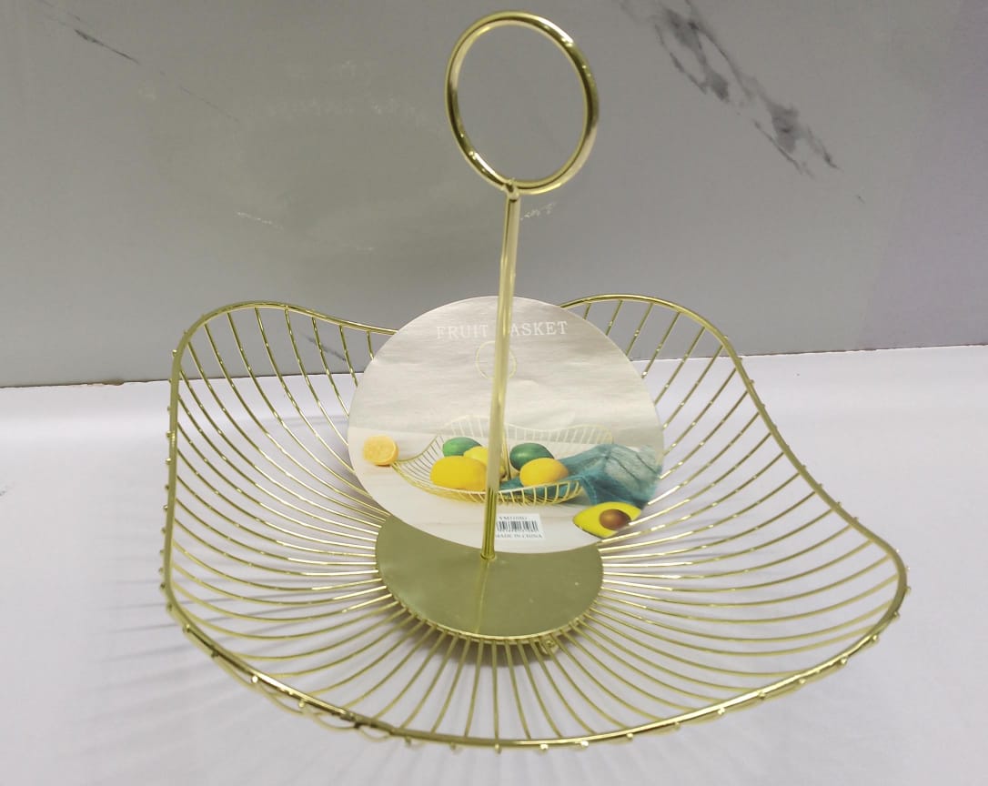 Detachable Metallic mesh fruits BASKET with stand  available in colour gold
