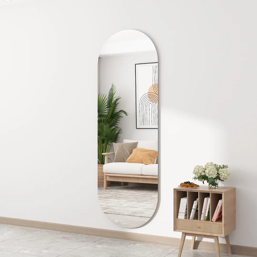 Large Size Peel and stick Wall Mirror Available in Oval shape and Rectangular shape 40*60