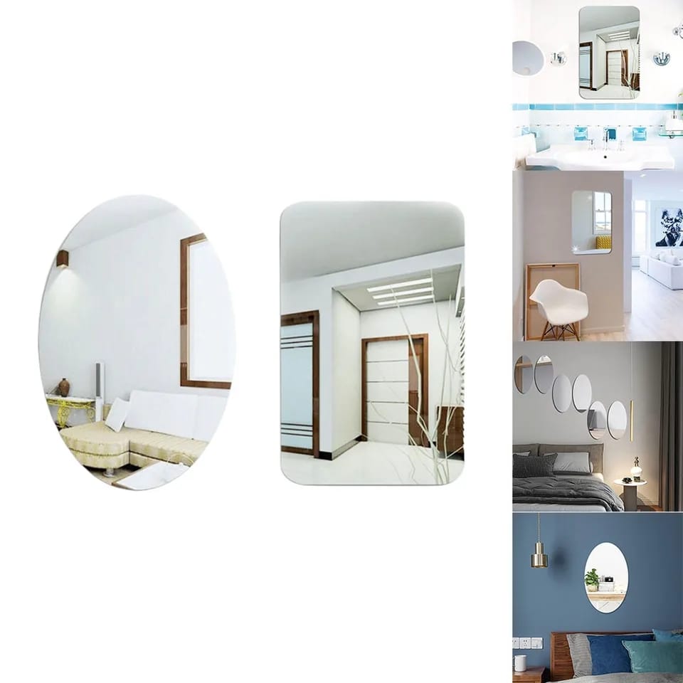 Large Size Peel and stick Wall Mirror Available in Oval shape and Rectangular shape 40*60