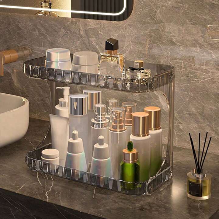 Aclyric  2 Layer Multipurpose Cosmetic shelving, The Aclyric 2-Layer Multipurpose Cosmetic Shelving is a sleek and practical storage solution designed to organize your beauty products.