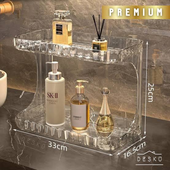 Aclyric  2 Layer Multipurpose Cosmetic shelving, The Aclyric 2-Layer Multipurpose Cosmetic Shelving is a sleek and practical storage solution designed to organize your beauty products.