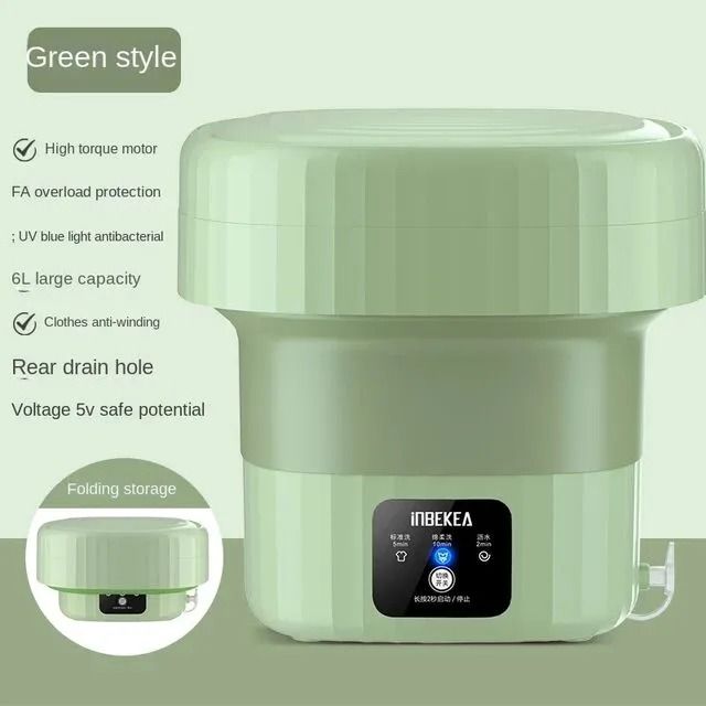 6L Foldable Washing Machine With Dryer Bucket for Clothes, Socks, Underwear Cleaning Washer Mini Small Travel Washing Machine