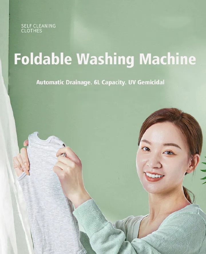 6L Foldable Washing Machine With Dryer Bucket for Clothes, Socks, Underwear Cleaning Washer Mini Small Travel Washing Machine