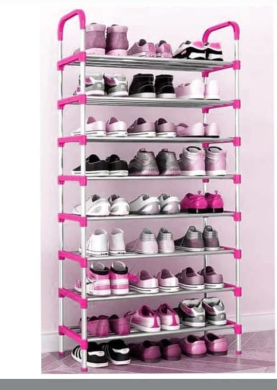 SHOE RACKS ON OFFER SELLING AT A PROMOTION PRICES ONLYksh 2006 TC HEAVY DUTY 8/7 Layer Shoe Rack. Material PP And Stainless Steel Size 60*26*150 Cm Easy To Assemble And Disassemble