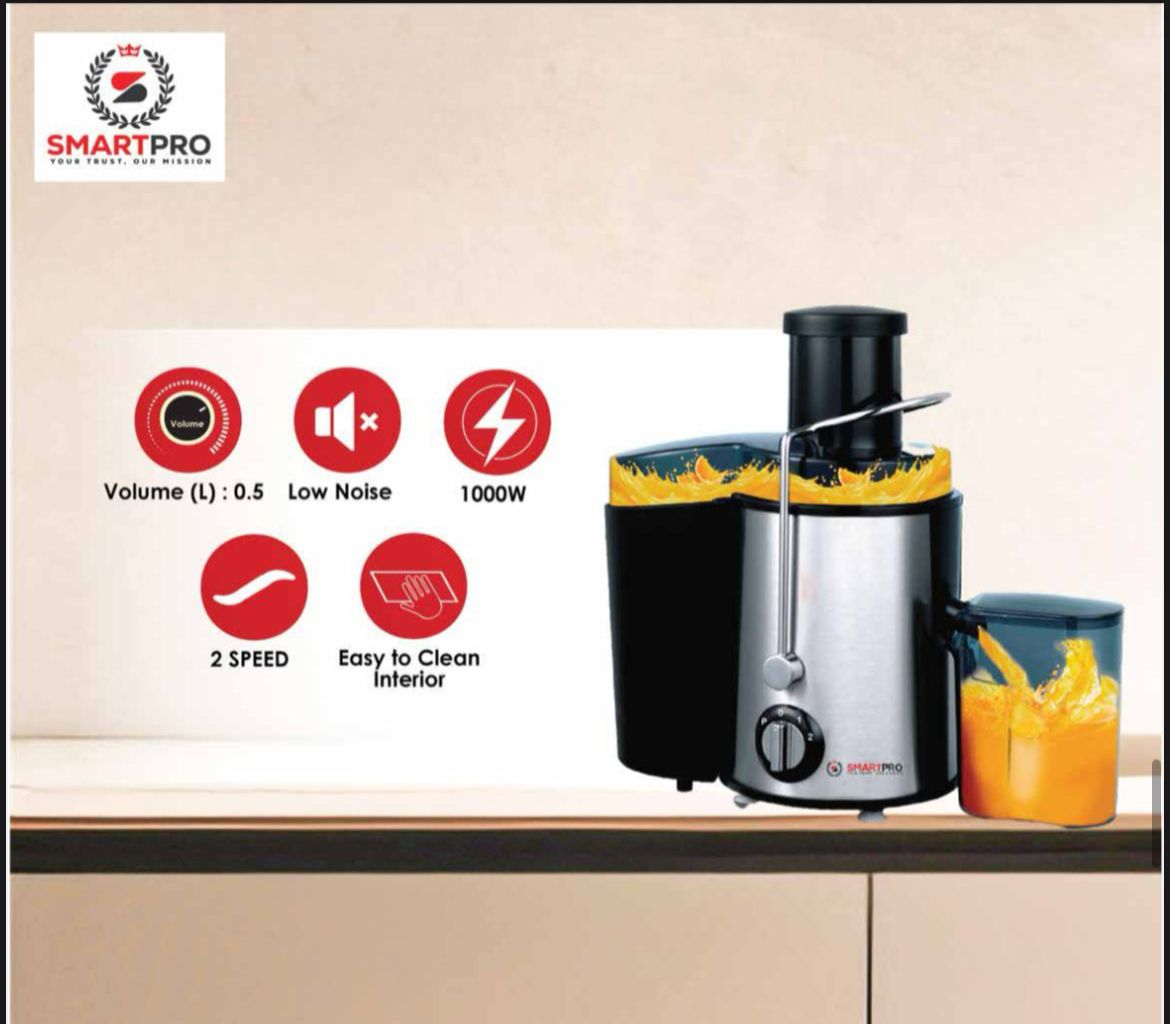 SmartPro R-2817S RAF Juicer Extractor, 1000W, 500ml - Silver, Easy to clean interior, Clean blending with Pulp and fiber extraction